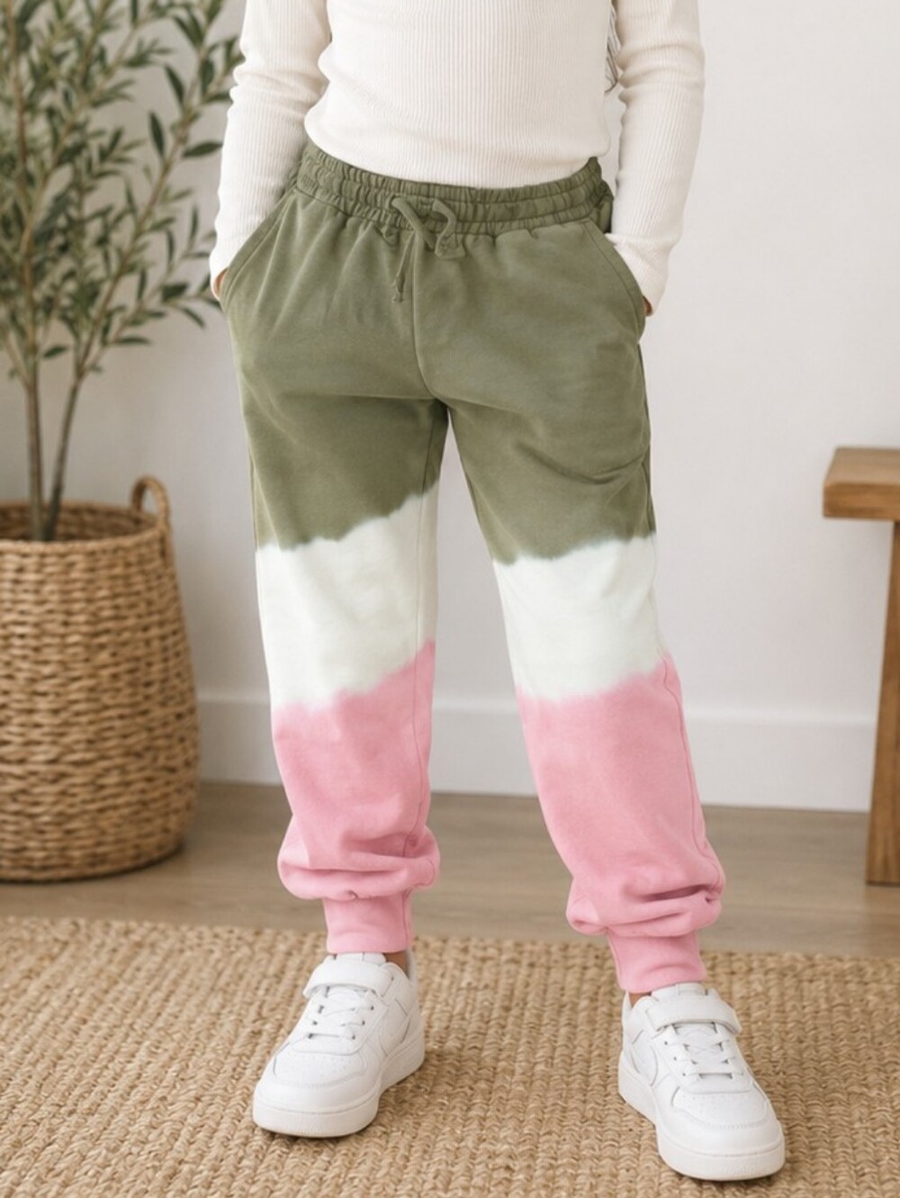 Size 10 GAP Kids Pink and Olive Tie-Dye Joggers